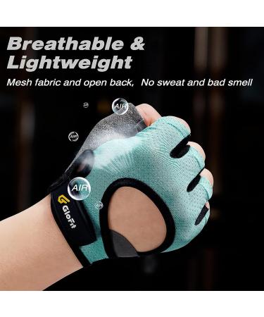 Glofit Anti-Slip Workout Gloves for Women and Men - Padded Palm, Fingerless Design - Ideal for Weightlifting, Fitness, Cycling - Blue, Medium - Buy Online on GoSupps.com