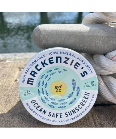 MacKenzie's SPF 40 Ocean Safe Sunscreen Tin - Mineral Based - Eco Friendly - Gifts for Fishermen - Gifts for Men - Applies Sheer - Buy Online on GoSupps.com