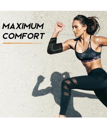 Elbow Brace for Tendonitis & Tennis Elbow - Compression Sleeve with Adjustable Strap for Men & Women | Support for Weightlifting & Workouts - Green Medium (1 Pair - Buy Online on GoSupps.com