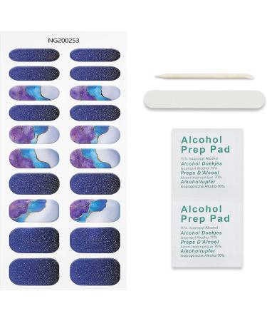 JMEOWIO Gel Nail Stickers Purple Glitter Marble Semi Cured Gel Nail Strips Wraps UV/LED Nail Supplies Nail Art Design Decoration Accessories - Buy Online on GoSupps.com