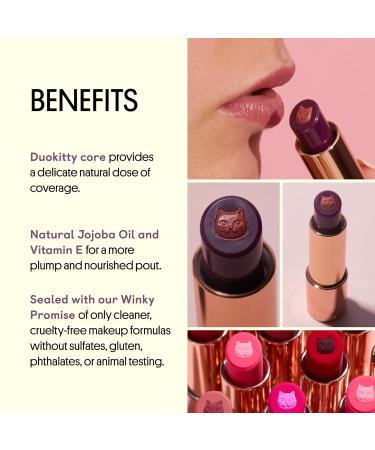 Shop Winky Lux Purrfect Pout Lipstick | Semi-Sheer Creamy Formula with Jojoba Oil & Vitamin E - Frisky Subtle Berry Shade - Buy Online on GoSupps.com