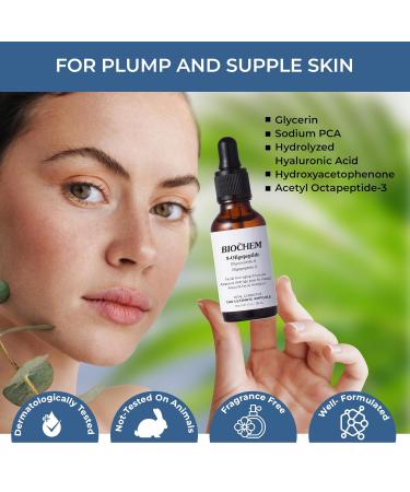 BIOCHEM 8-Oligopeptide Facial Anti-Aging Ampoule - Reduce Wrinkles & Firm Skin | Hydrating & Lifting | 1.01 fl. oz / 30 ml - Buy Online on GoSupps.com