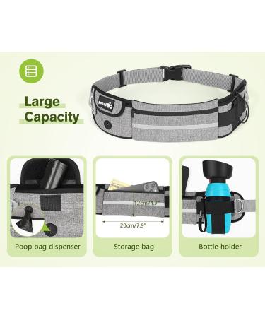 Pecute Two Jogging Lines for Medium & Large Dogs | Elastic Running Leash with Belt Bag | Up to 100kg | Durable Dog Leash in Gray - Buy Online on GoSupps.com
