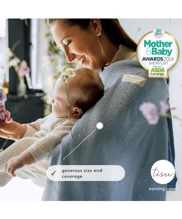 Nursing Cover for Baby Breastfeeding & Pumping | Multi-Use Car Seat Stroller Cover | Soft Organic Muslin Cotton | TISU Pastel Colors (Light Blue) - Buy Online on GoSupps.com