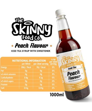 Skinny Food Co Peach Iced Tea Syrup 1L - No Added Sugar - For Cocktail Coffee Tea Mocktail Dessert Syrup - Keto & Gluten-Free - Vegan Peach Syrup - Low Calorie & Sugar Free Syrup - Buy Online on GoSupps.com