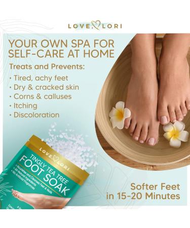 LOVE LORI Tea Tree Oil Epsom Salt Foot Soak 16oz Pedicure & Spa Soaking Salts for Dry Cracked Feet Natural Essential Oils - Buy Online on GoSupps.com
