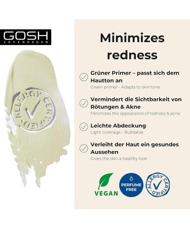GOSH Primer for reddened and impure skin vegan moisturizing makeup primers for even flawless skin Tone adjustment certified hypoallergenic and fragrance free - Buy Online on GoSupps.com