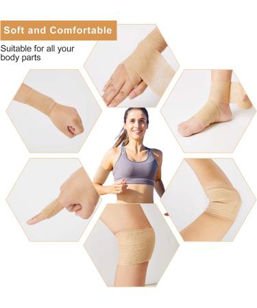 12 Rolls 3 x 5 Yards Self Adhesive Bandage Wrap - Cohesive Tape Vet Wrap for First Aid, Sports - Beige - Buy Online on GoSupps.com