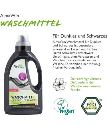 Almawin Liquid Detergent for Dark Clothing - 750ml | Eco-Friendly Vegan Fragrance & Dye-Free | 30 Washes - Buy Online on GoSupps.com