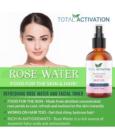 Large 4 oz Pure Organic Moroccan Rose Water Spray - Alcohol-Free Toner for Skin, Body, and Hair - Hydrating Mist for Dry, Oily, Combination Skin - Buy Online on GoSupps.com