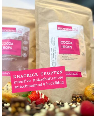 Cocoa Drops White 500g - Sugar-Free White Chocolate Drops with Erythritol & Stevia - 70% Less Sugar Calorie-Conscious Treats - Buy Online on GoSupps.com