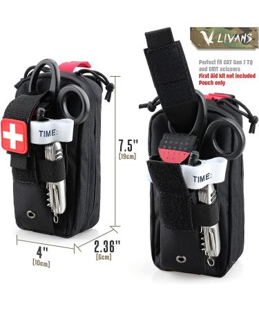 LIVANS Tactical MOLLE Medical Pouch - Rip-Away EMT First Aid Kit | IFAK Trauma Bag with Cross Patch, Black - Buy Online on GoSupps.com