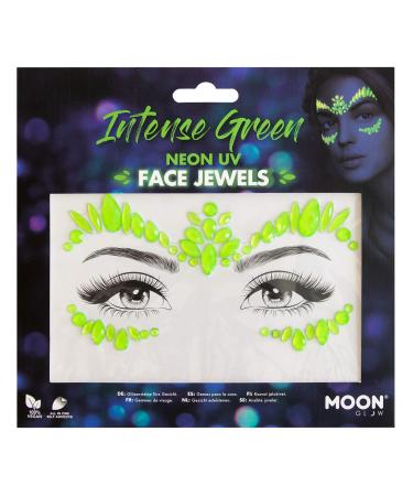 Neon UV Face Jewels by Moon Glow - Festival Face Body Gems  Crystal Make up Eye Glitter Stickers  Temporary Tattoo Jewels (Intense Green) - Buy Online on GoSupps.com