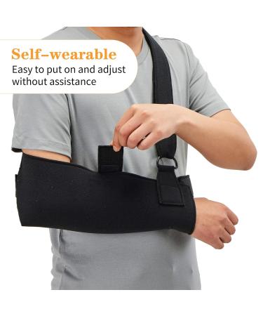 Arm Sling Shoulder Immobilizer with Waist Strap - Support for Rotator Cuff Dislocations & Broken Arms - Unisex for Right & Left - Buy Online on GoSupps.com