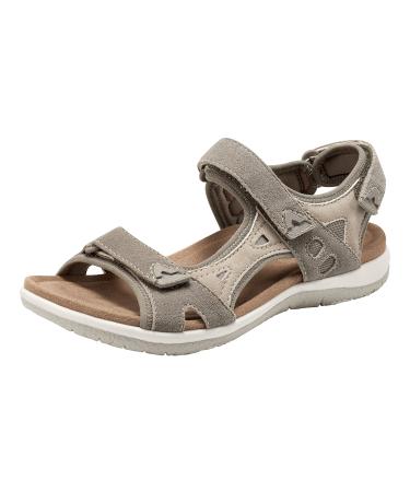 Earth Origins Womens Skylar Sandal I Slip Resistant, Suede Sandals for Everyday Granite 8