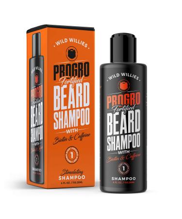 PROGRO Beard Growth & Moisturizing Shampoo by Wild Willies - Fortified with Biotin & Caffeine for Facial Hair Growth, Hydration & Softener - Strengthens Follicles for Healthy Looking Beard, 4oz PROGRO Shampoo