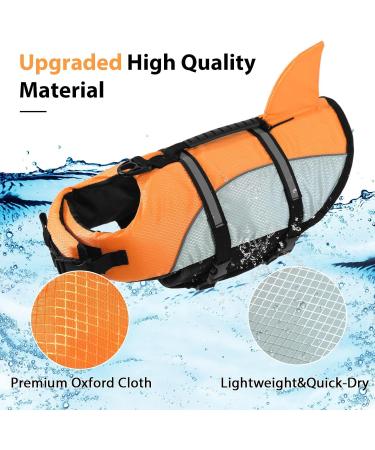 Alagirls Dog Life Jacket - Adjustable Floatation Vest for Large Dogs | Ripstop Lifeguard Pet Vest with Reflective Stripes - XS Size (33-43cm) - Orange/Gray - Buy Online on GoSupps.com