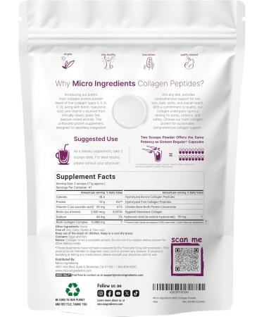 Micro Ingredients Multi Collagen Protein Powder 16oz & Lions Mane Supplement 240 Veggie Capsules Bundle 2 Pack | Grass-Fed Collagen Peptides | Superfood Mushroom Antioxidants with L-Ergothioneine - Buy Online on GoSupps.com