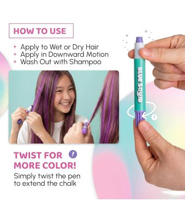 Blue Squid Craie cheveux pour filles 10 couleurs de cheveux temporaires vives pour enfants D'anniversaire pour filles et adolescentes Teinture lavable pour enfants de 6-12 10 stylos cheveux - Buy Online on GoSupps.com