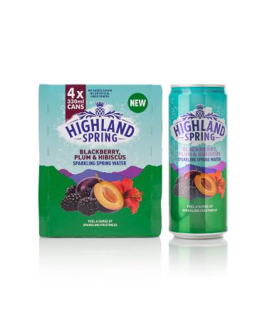 Highland Spring Sparkling Spring Water Blackberry Plum & Hibiscus 4 x 330ml