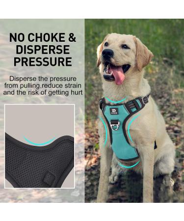 Dociote Anti-Pull Dog Harness for Medium & Large Dogs - Reflective Safety Harness with Handle - Turquoise (1 Pack) - Buy Online on GoSupps.com