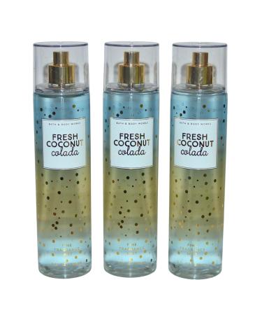 Bath & Body Works Fragrance Mist 3-Pack 8oz Each (Fresh Coconut Colada)