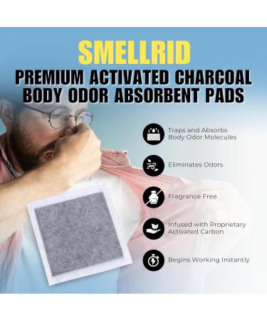 Activated Charcoal Body Odor Absorbent Pads - 12 Deodorizer Pads (4x4) with Adhesive Strips | Eco-Friendly & Effective Odor Control - Buy Online on GoSupps.com