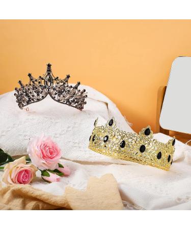King and Queen Crowns Set - Black Rhinestone Crystal Royal Headwear for Wedding, Homecoming, Prom - 2 Pieces - Buy Online on GoSupps.com