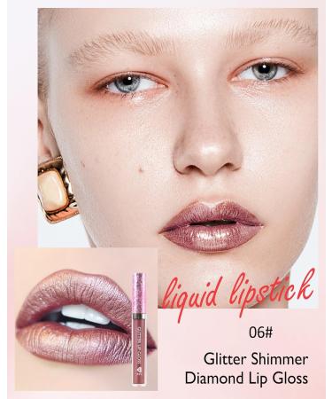 High Shine Glitter Lip Gloss - Long Lasting Hydrating Waterproof Shimmer Liquid Lipstick for Women | Non-Sticky Moisturizing Lip Makeup - 06 - Buy Online on GoSupps.com