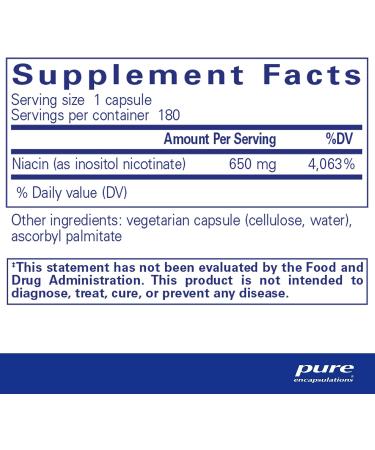 Pure Encapsulations Niacitol 650 mg | No-Flush Niacin for Digestion & Hormone Synthesis | 180 Capsules - Buy Online on GoSupps.com