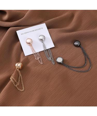amangul Magnetic Round Scarf Buckle Long Chain Shawl Magnetic Snap Multifunctional Scarf Buckle Lightweight Wrist Tie Snap(Black) - Buy Online on GoSupps.com