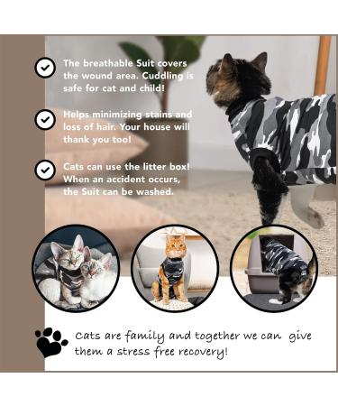 Buy Suitical Recovery Suit for Cats - XS Black Camouflage | International Shipping Available - Buy Online on GoSupps.com