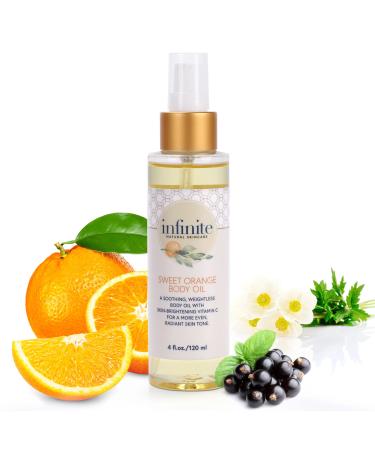 Infinite natural skincare Sweet Orange Body Oil Soothing All in One Blend of Body Oils for Women includes Safflower  Sunflower  Rice  Grape Seed  Pumpkin  Black Currant  Meadow Form and Apricot Oil