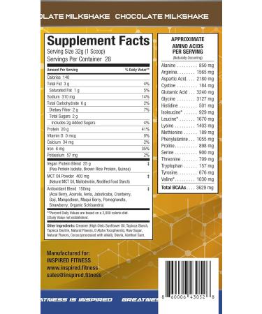 Shop Inspired Vegan Chocolate Plant-Based Protein 24g Protein Per Serving 2lb - Healthy & Delicious - Buy Online on GoSupps.com