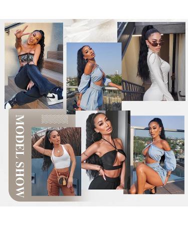 Porsmeer 76cm Wavy Curly Black Ponytail Hair Extension - Clip-In Afro Braid for Women | Natural Look & Easy to Use - Buy Online on GoSupps.com