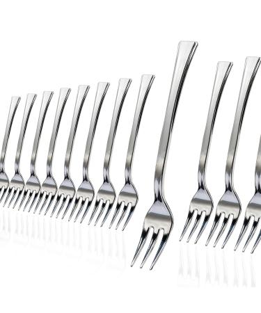 Exquisite Plastic Mini Forks 100CT Premium Quality Silverware Silver Look Alike Heavy Duty Plastic Tasting Dessert Forks