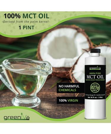 GreenIVe MCT Oil 100% Pure C8 C10 Caprylic Capric Acid Non-GMO Keto Paleo Bulletproof Coffee Creamer Energy Fuel Carrier Oil Skin Hair Massage Oil Fractionated Coconut Oil Alternative 16 fl oz 16 Fl Oz (Pack of 1) - Buy Online on GoSupps.com