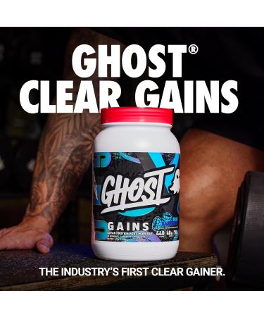 GHOST Clear Gains Mass Gainer Protein Powder - Post-Workout Weight Gainer Mix - 40g of Whey Protein Isolate 440 Calories & 70g Vitargo Carbs - Lean Muscle Building & Recovery - Blue Raspberry - Buy Online on GoSupps.com