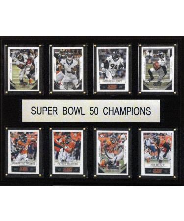 C&I Collectables NFL Denver Broncos Super Bowl 50-8-Card Plaque Frame, 12" x 15", Brown