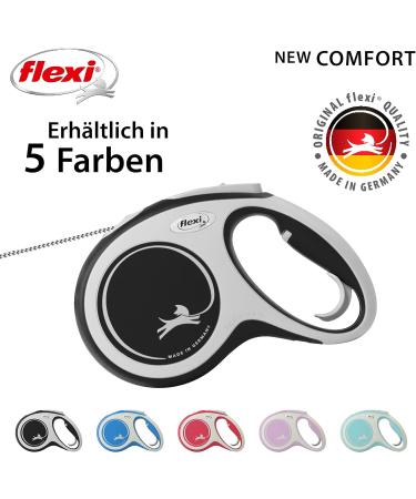 Flexi Leash New Comfort - Retractable Dog & Cat Leash 5m for Pets up to 20kg - Black - Buy Online on GoSupps.com