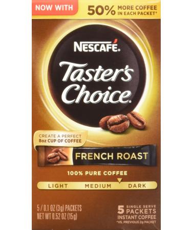Nescafé Taster's Choice Instant Coffee French Roast 5 Single Serve Packets 0.1 oz (3 g) Each