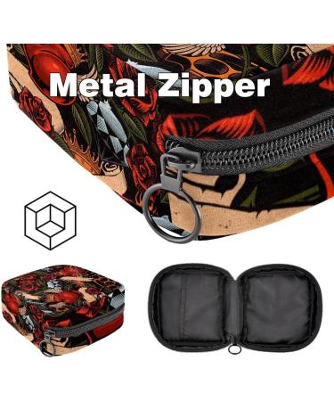 Stylish Menstruation Pad Bags with Zipper | Women's Napkin & Tampon Bags in Heart Pistol & Rose Patterns - Buy Online on GoSupps.com