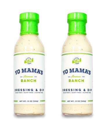 Keto, Low Carb Ranch Salad Dressing and Dip by Yo Mama's Foods - (2) Bottles - Dairy Free, Gluten Free, Low Sodium, and All Natural! Ranch 13 Ounce (Pack of 2)