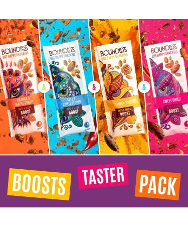 Boundless Activated Nuts and Seeds - Gut Health Mixed Nuts & Seed Mix - Taster Pack - Pecan Nuts Almonds Cashew Nuts Walnuts Sunflower Seeds Pumpkin Seeds - Vegan Gluten Free Snacks 4 x 25g Taster Pack (4 x 25g) 25 g (Pack of 4) - Buy Online on GoSupps.com