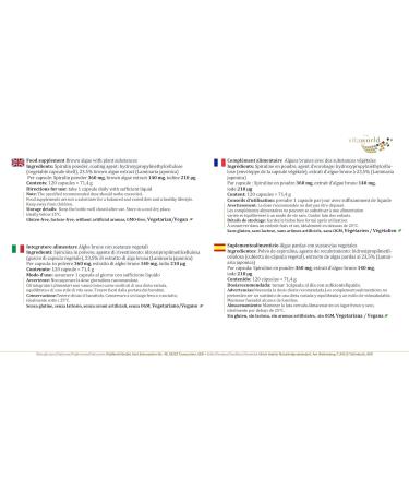 Vita World Brown Seaweed Extract 500mg 120 Capsules Made in Germany - Buy Online on GoSupps.com