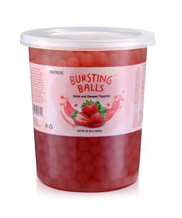 Strawberry Boba Pearls Strawberry Popping Boba Bursting Boba Strawberry Bubble Tapioca Pearls For Bubble Tea (Strawberry , 2 LB 1 Pack) Strawberry 2 Pound (Pack of 1)