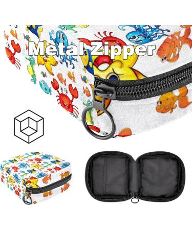 Portable Cartoon Sea Resident Storage Bags for Women's Bandages Menstrual Pads & Tampons - Cute Multicolored Holders for School & Office - Buy Online on GoSupps.com