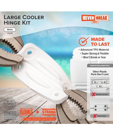 NeverBreak Parts - 3 Pack High Strength Cooler Hinges with Screws for Igloo Coolers | Premium Cooler Replacement Parts in White - Buy Online on GoSupps.com