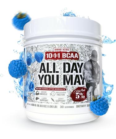 5% Nutrition Rich Piana AllDayYouMay BCAA Powder | Premium Intra & Post Workout Amino Acids EAA Electrolytes | Hydration Endurance Recovery | Vegan & Keto | 16.93 oz 30 Srvgs (Blue Raspberry) - Buy Online on GoSupps.com