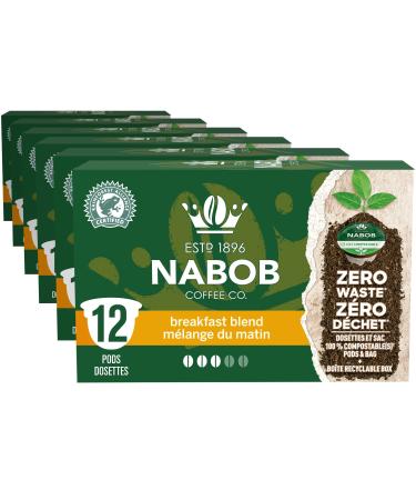 Nabob Breakfast Blend Coffee 100% Compostable Pods 117g (6 Boxes of 12 Pods)